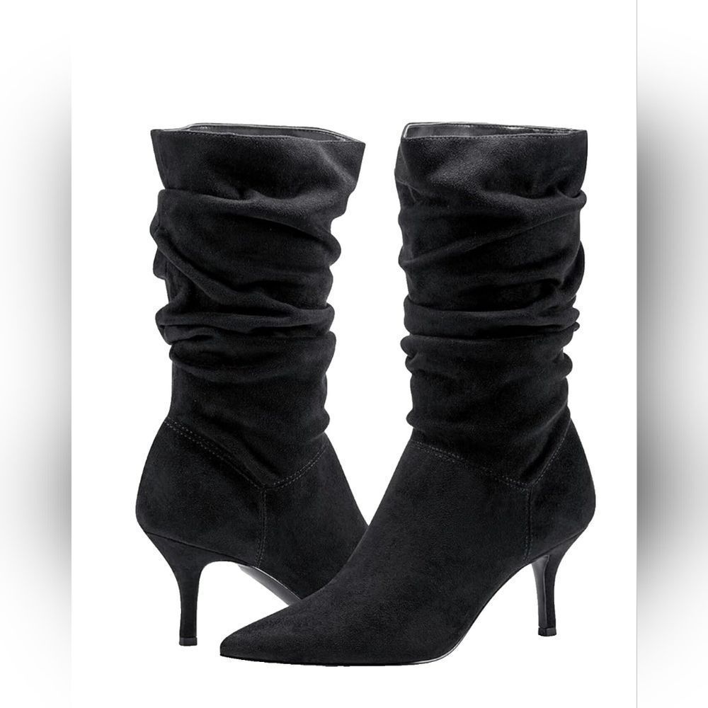 NWT Marc Fisher Manya 3 Faux Suede Black Slouch Tall Boots Size 11